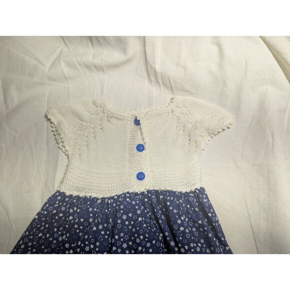 Girls Handmade Fit and Flare Dress Knit bodice lace trim back to school sz 2t - Picture 5 of 10